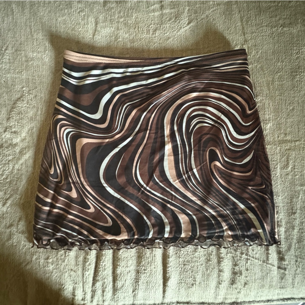 SHEIN Brown Swirl Mini Skirt